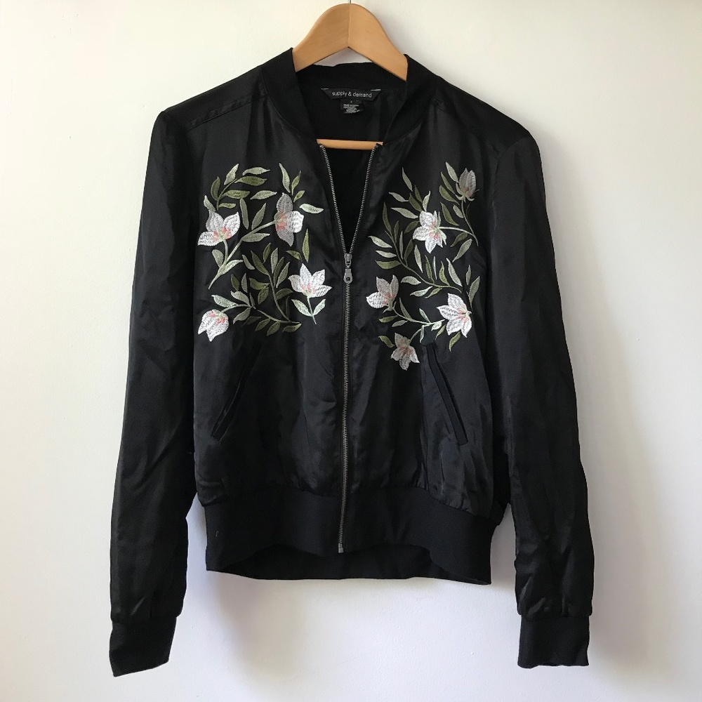 Supply & Demand Embroidered Bomber Jacket
